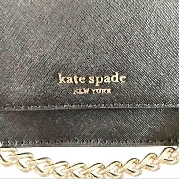 Kate Spade Black & Gold Cameron Convertible Crossbody Bag +upgraded Chain & tag - Picture 3 of 16